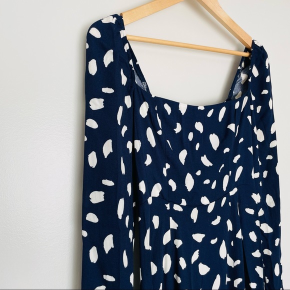New! Reformation Sigmund Dress Splatter Print Navy Blue and White Size 2 - Picture 7 of 13